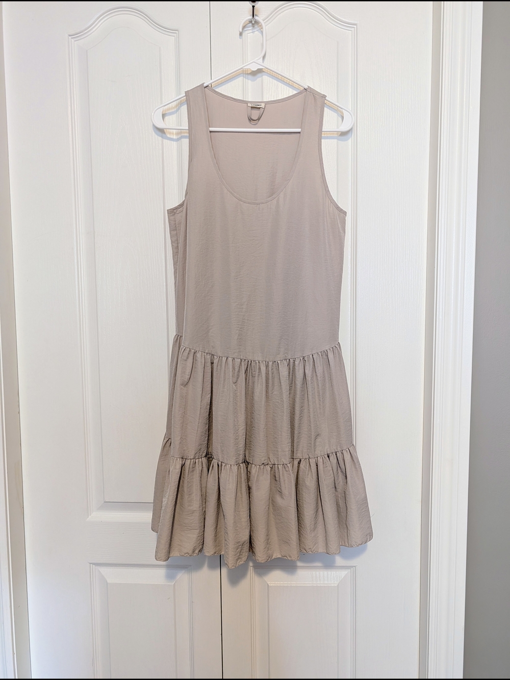 L'AGENCE Beige Tiered Sleeveless Mini Dress - Picture 3 of 5